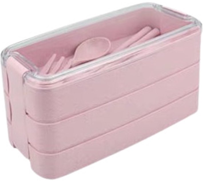 Generic Boxes Set Wheat Straw Biodegradable School 3 Layer Lunch Box ...