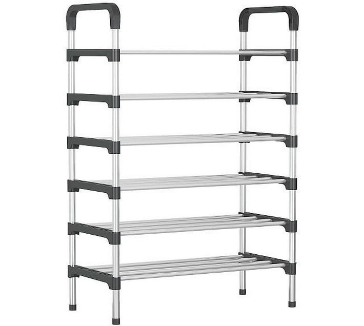 lilhe Metal Shoe Rack Silver Black 6 Shelves Makro