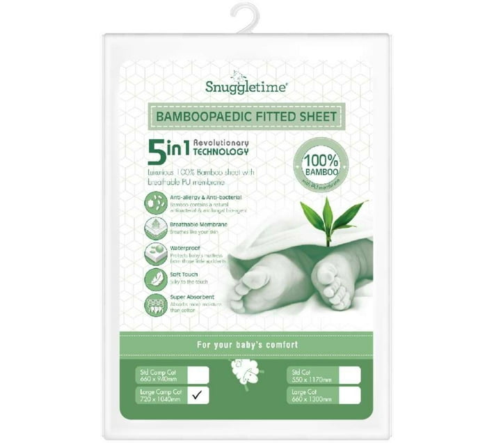 Snuggletime Bamboopaedic HTX Sheet Size Large Camp Cot Travel Crib