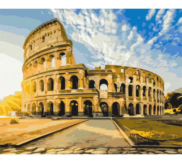 Brushme colosseum at sunrise wrapped Prints, Stamps & Painting Kit Art