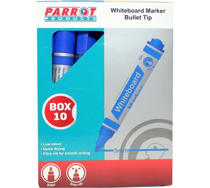 Buy Parrot Products Whiteboard Markers (10 Markers - Bullet Tip - Blue ...