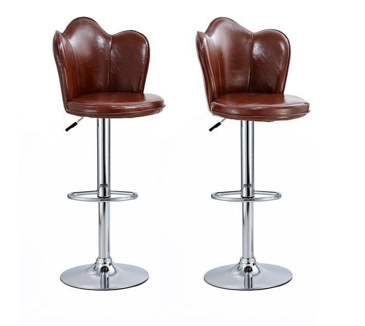 Someone’s in a Makro Bar Stools Petal Shaped Backrest Set of 2 Brown Mood