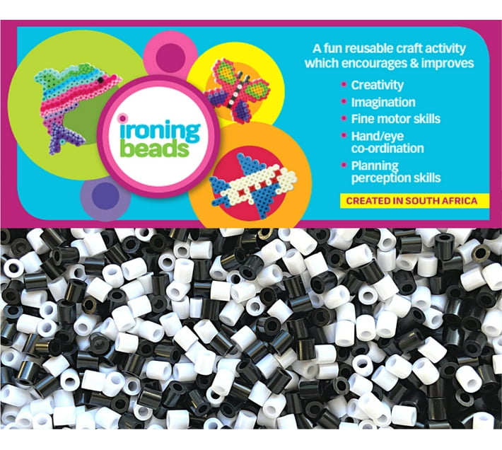 Ironing Beads Packet of 800 Black & White Mix Beads Plastic Hama