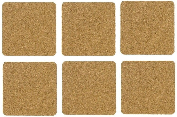 Premium Square Reversible Cork Coaster Set (Pack Of 6) | Makro