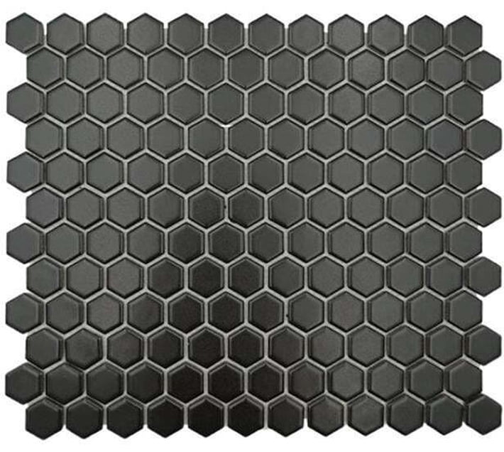 Earthstone Porcelain Mosaic - Small Matt Black Hexagon (per sheet ...