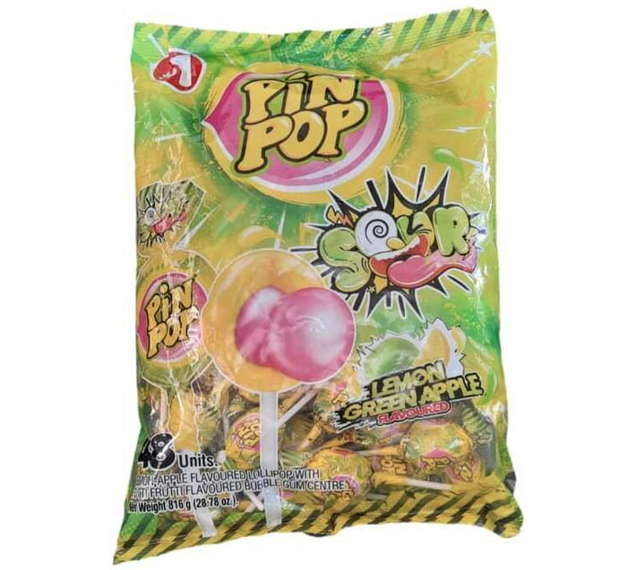 Buy PIN POP Sour Lemon & Green Apple Flavoured Lollipops with