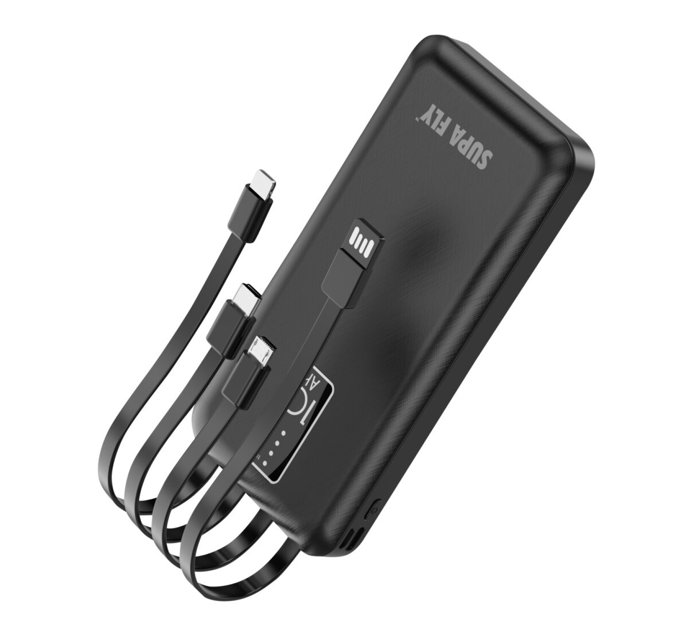 Superfly 4 Cable 10000mAh Power Bank with light Black Makro