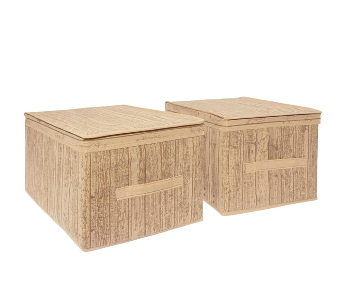 Creative Deco SET OF 2 Storage Boxes Collapsible Wood Grain Design