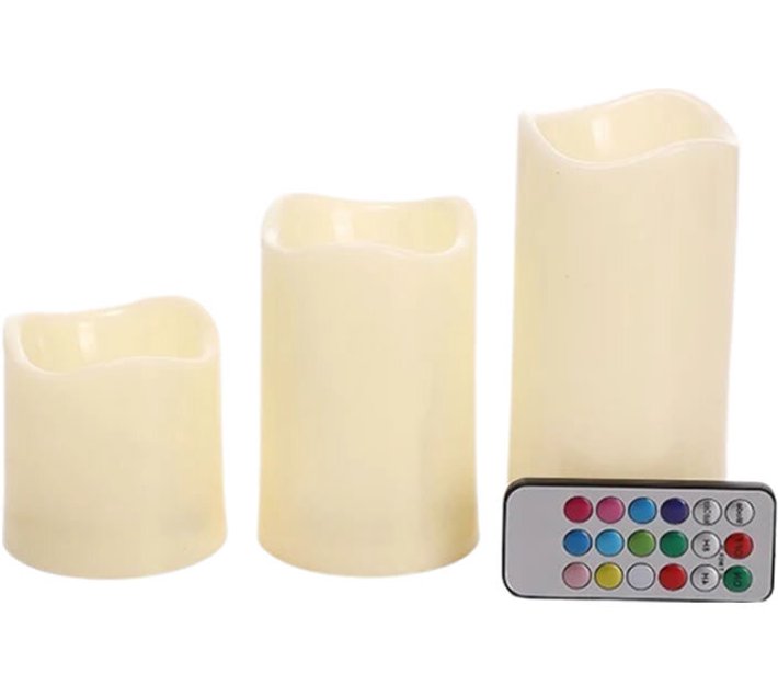 Generic 3Pcs Of Battery Operated LED Flameless Candles With Remote