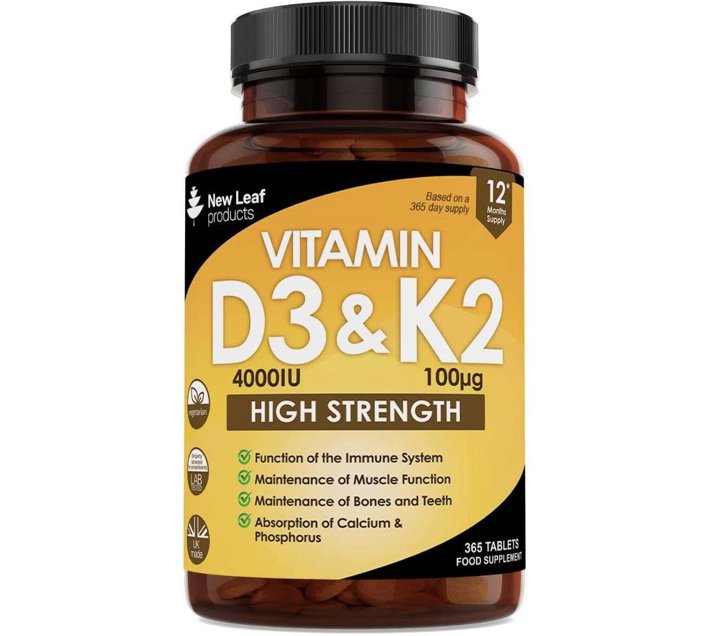 New Leaf Vitamin D3 & K2 Tablets 12 Month (120 Tablets) Makro