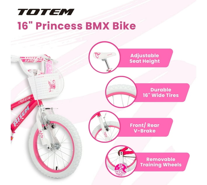 Totem Premium 16 Princess BMX bike 16 inch Single Speed Pink White Makro