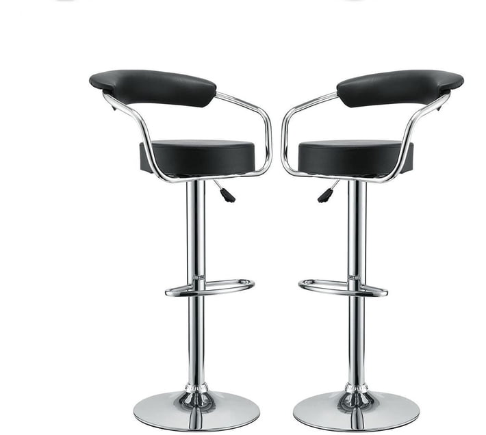 Buy SMTE Chrome Base Bar Stools Metal Bar Stool (Finish Colour - Black ...