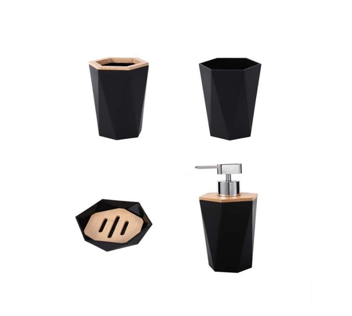 Someone’s in a Makro Bamboo 4 Piece Bathroom Accessory Set LBB10 Black