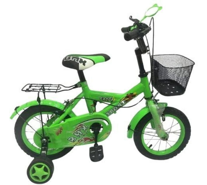 Generic Green BMX Sport 14 Inch Kid s Bike with Trainer Wheels 12 cm Single Speed Multicolour Makro