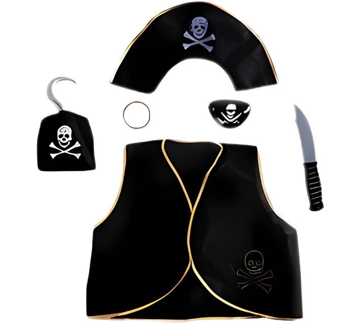 az decor Dress Up Set Pirate 6Pc Costume Wear (Black) | Makro