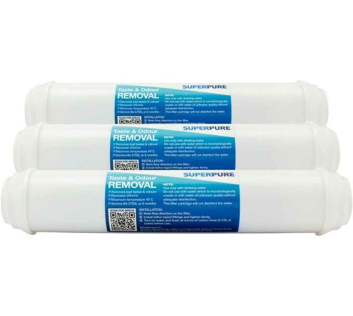 SUPERPURE Inline Taste & Odour Water Filter Replacement Cartridge (3