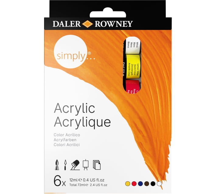 Daler-Rowney Simply Acrylic Paint Set 12ml (Set of 1, Multicolour) | Makro