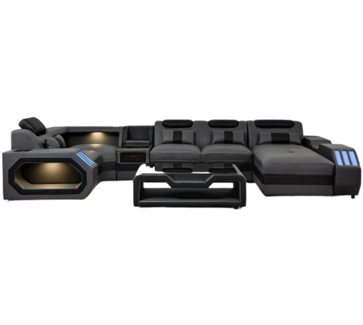 KC Furn CU032B Imitation Leather 8 Seater Sofa Makro