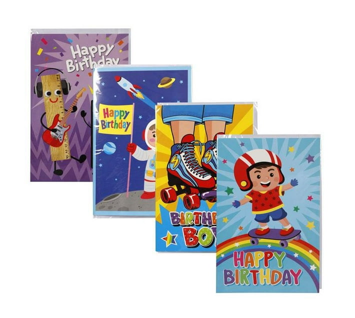 Birthday Card and Envelope Boy (Pack of 4) Makro