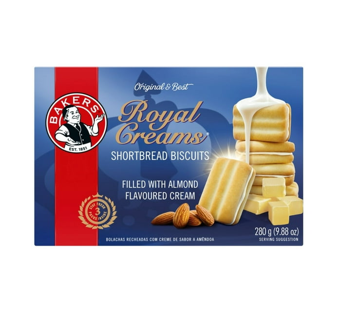 Buy Bakers Royal Creams Shortbread Biscuits Filled With Almond ...
