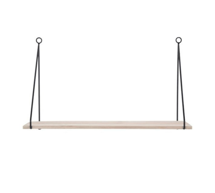 Haus Republik Paulownia Tomentosa Wooden Shelf with Metal Hangers Makro