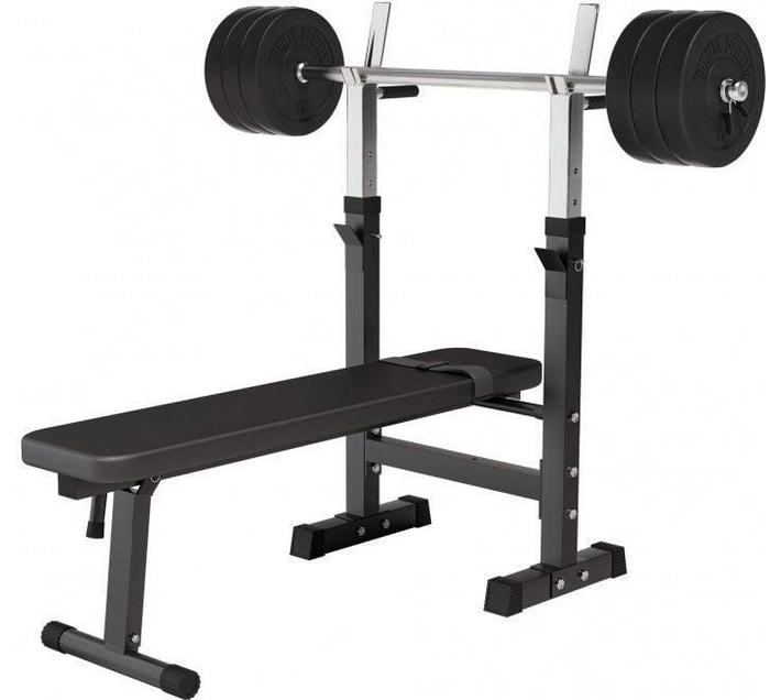 Gorilla Sports Adjustable Weight Bench with 38kg Vinyl Weight Plate and ...