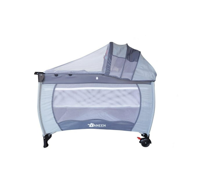 Someone’s in a Makro Baneen Baby Cot Crib with Diaper Changer, Net, Toys, Canopy, Wheels and