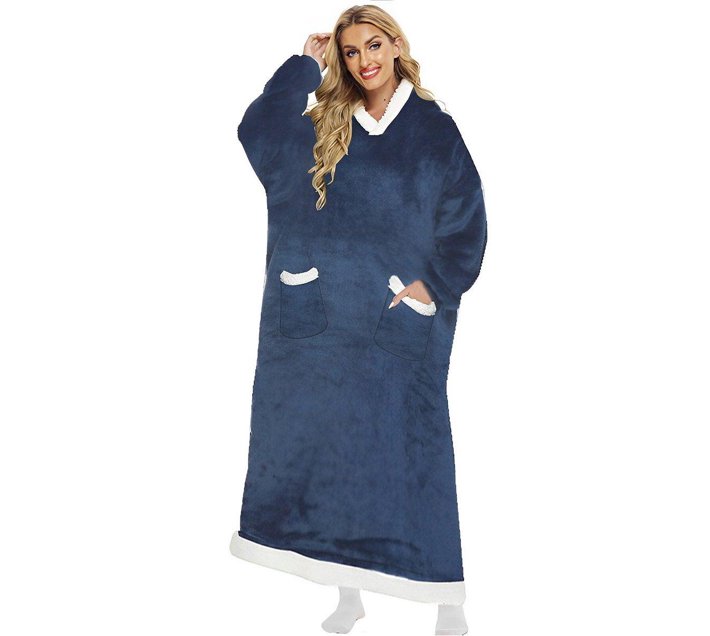 ZS Extra Long Oversized Huggle Blanket Hoodie Blue Makro