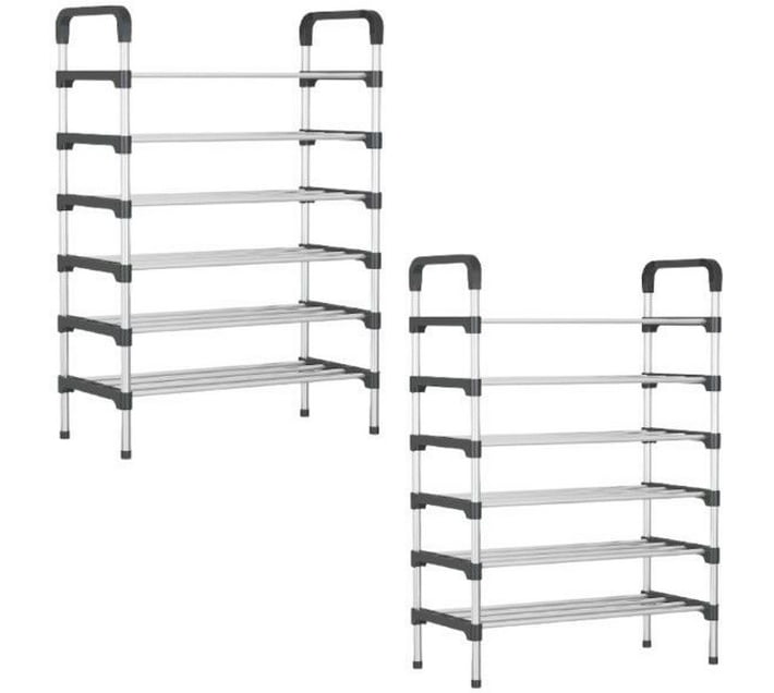 Buy Twinpack 6 Tier Storage Shoe Rack Metal Shoe Rack (White, 6 Shelves ...