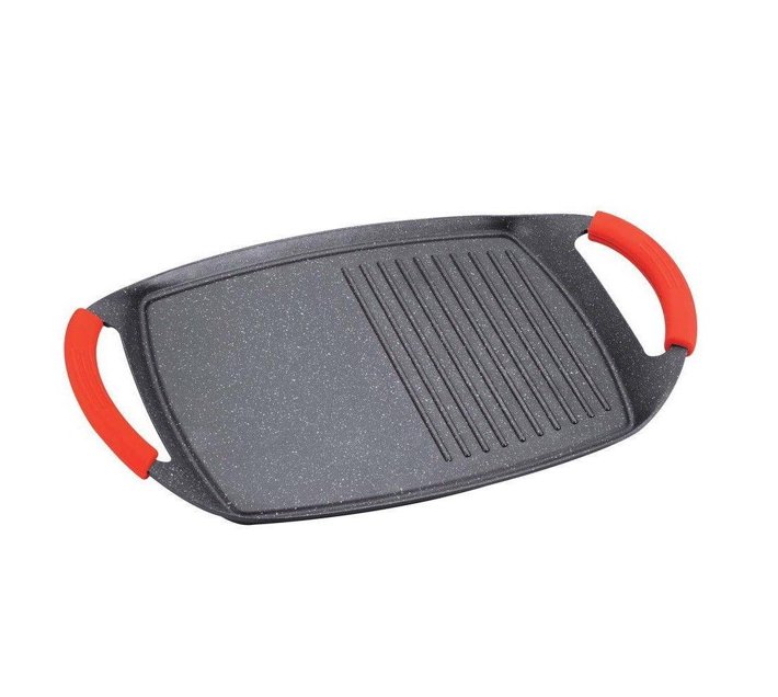 Royalty Line 47 cm Marble Coating Grill Plate with Griddle Red and