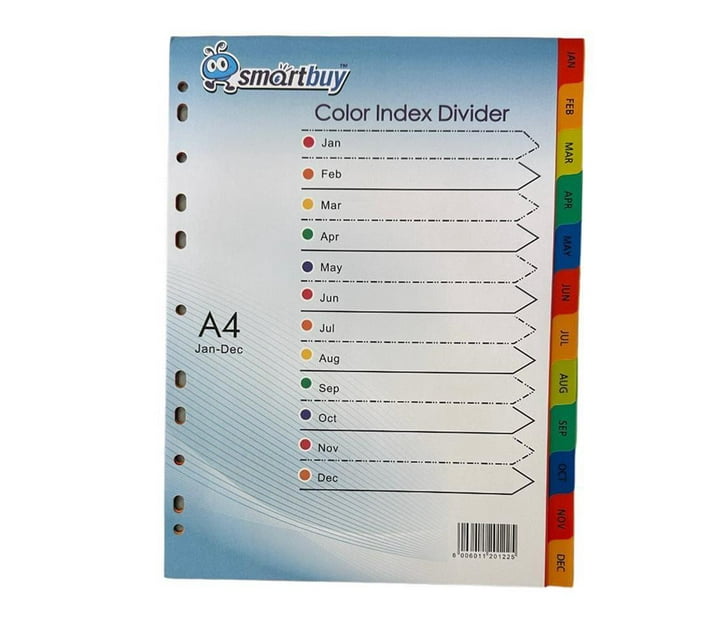 PVC Index Divider Jan-Dec Numbered (12TAB) | Makro