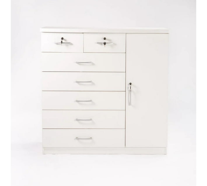 Haniel 7 Drawer 1 Door Chest White 3247200828743 Engineered Wood Free Standing Chest of Drawers Finish Colour White Knock Down Makro