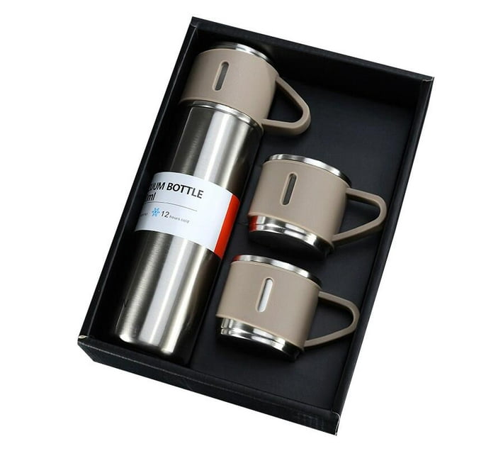 Someone’s in a Makro 500ml Beige Stainless Steel Double Wall Thermos Vacuum Flask & 3x 180ml