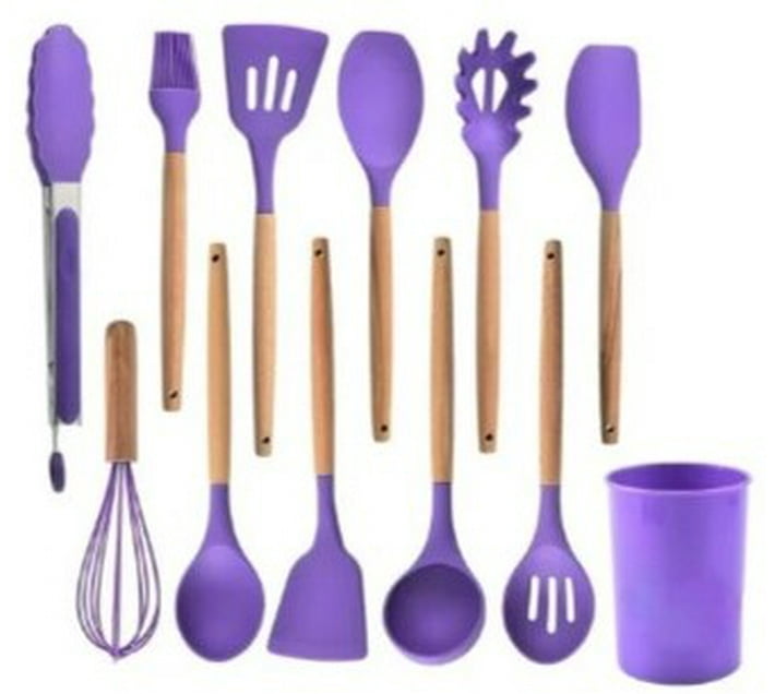 NA Kitchen Star 12Piece Non Stick Silicone Kitchen Utensils Set Purple