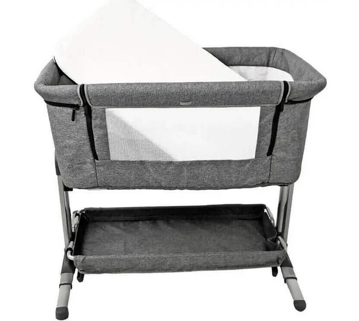 Perfect Dealz Custom Standard Crib Bedside (Fabric, Grey) Makro