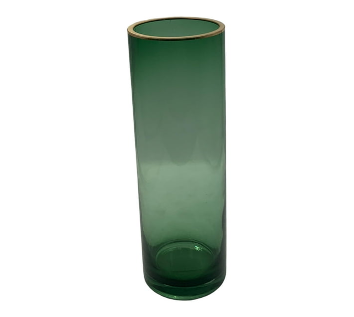 Someone’s in a Makro Vase 30x10cm Glass Green Ribbed With Gold Rim Mood