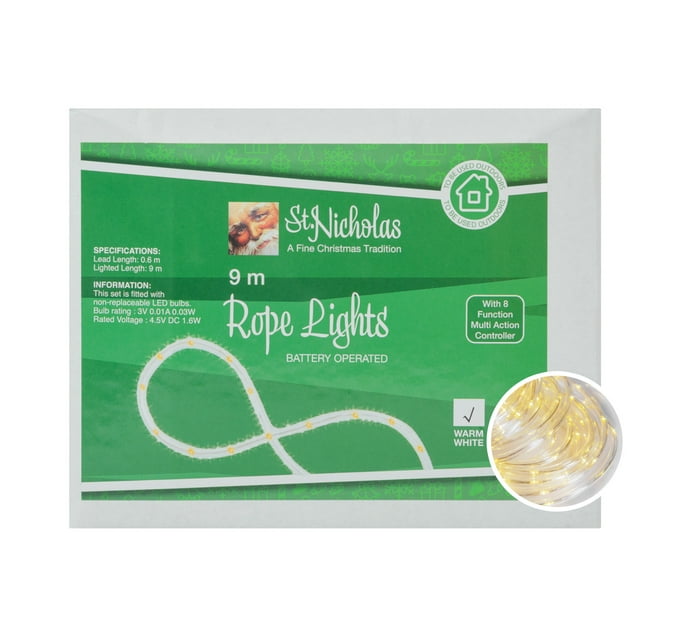 St Nicholas 9m Battery Operated Rope Light Makro