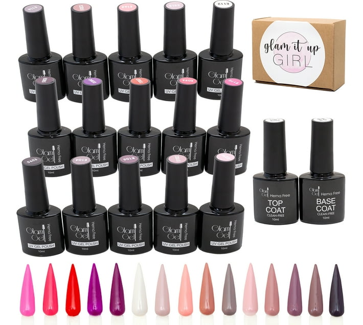glam it up girl UV Gel Nail Polish Colour Starter Set of 15 HEMAFREE