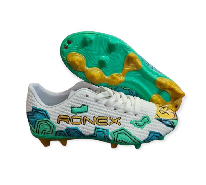 Someone’s in a Makro Ronex Fly Soccer Boots Multi Ground White/Green