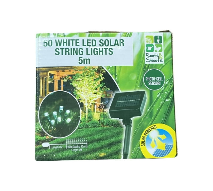 50 White LED solar string lights 5m Makro