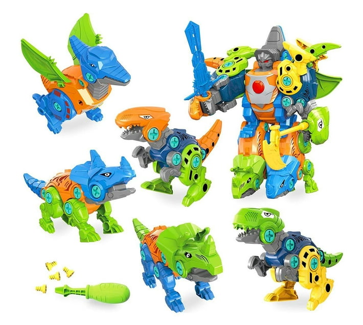 5 in 1 DIY Transforming Dinosaur Toy Set - Construction Building for ...