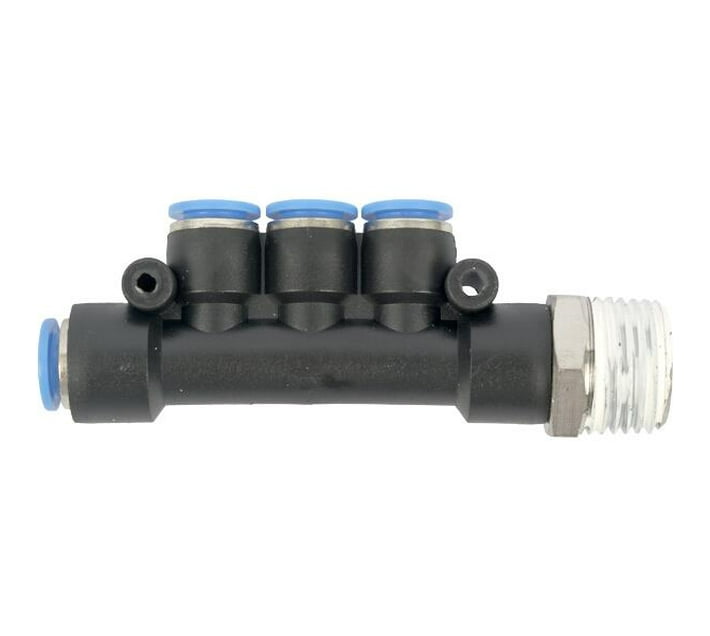 Pu Hose Fitting Manifold 4 X 8mm Port X 1/2m Makro