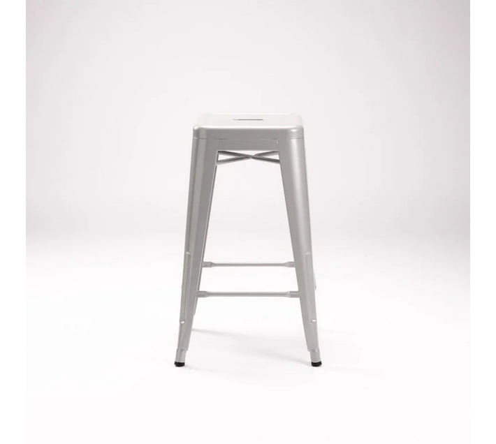 Wageng Kitchen Stool Silver Metal Bar Stool (Finish Colour Silver