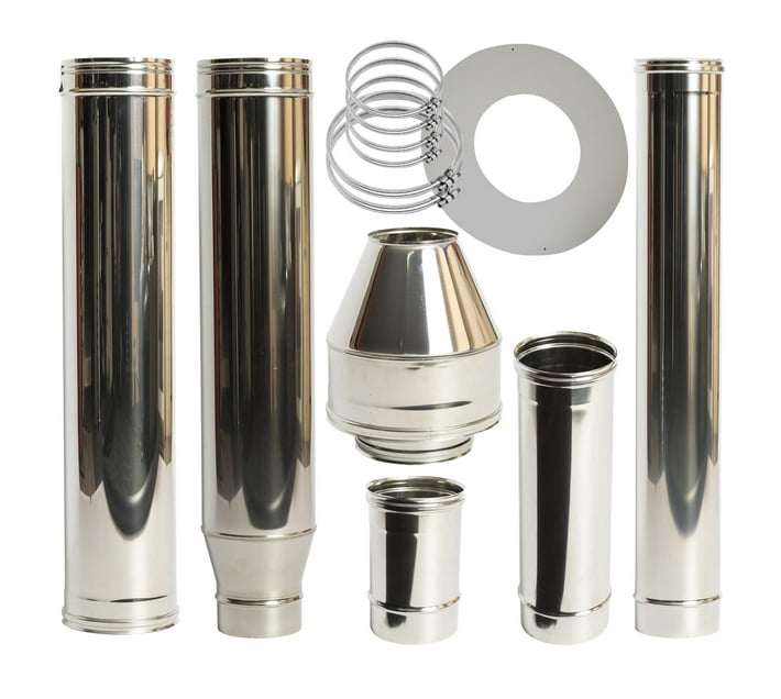 100mm Flue Kit Suitable for Closed Combustion Fireplaces Makro