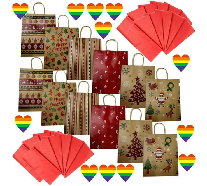 The Good Sport Craft 12pc Christmas Gift Bags With 20pc Tissue Paper