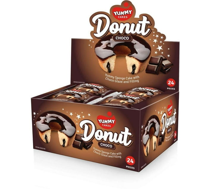 Yummy Cakes Donut Choco Chocolate Doughnut (40 g, Pack of 24) Makro