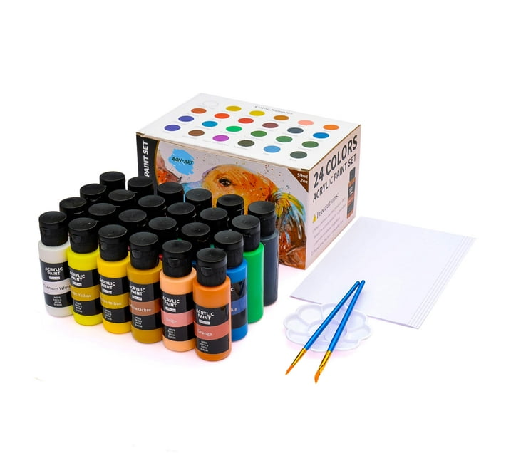 Artecho Acrylic Paint Set, 7 Primary Colors - 6 x 60ml & 1 x 120ml