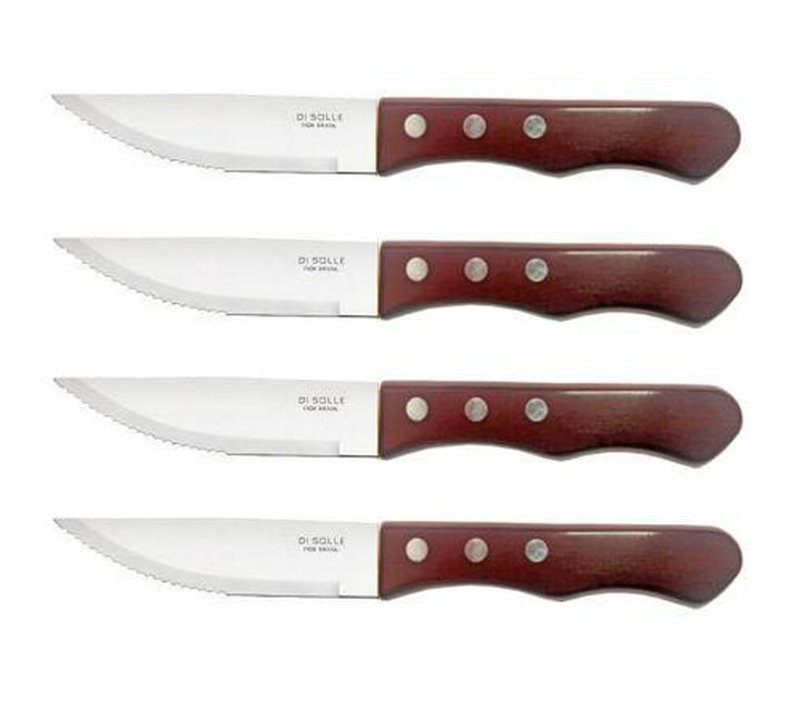 4PCS Professional Steak Knives Set with Sharp Serrated Blade and Natural  Wooden Handle, Perfect for Home and Restaurant Use