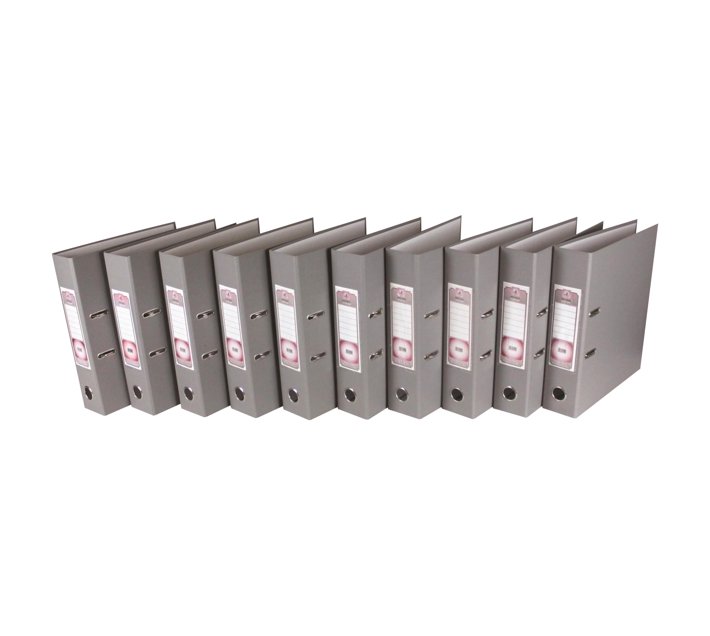 Files 10 Pack A4 PVC Lever Arch Files Grey Makro