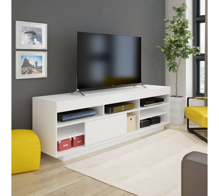 Designer Concepts Alethea Tv Unit Stand White Engineered Wood TV Entertainment Unit Finish Colour White DIY Do It Yourself Makro
